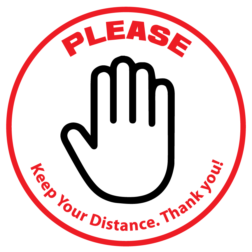 WALL/GLASS DECAL-6" white removable Decal-SET OF 16 DECALS please keep your distance