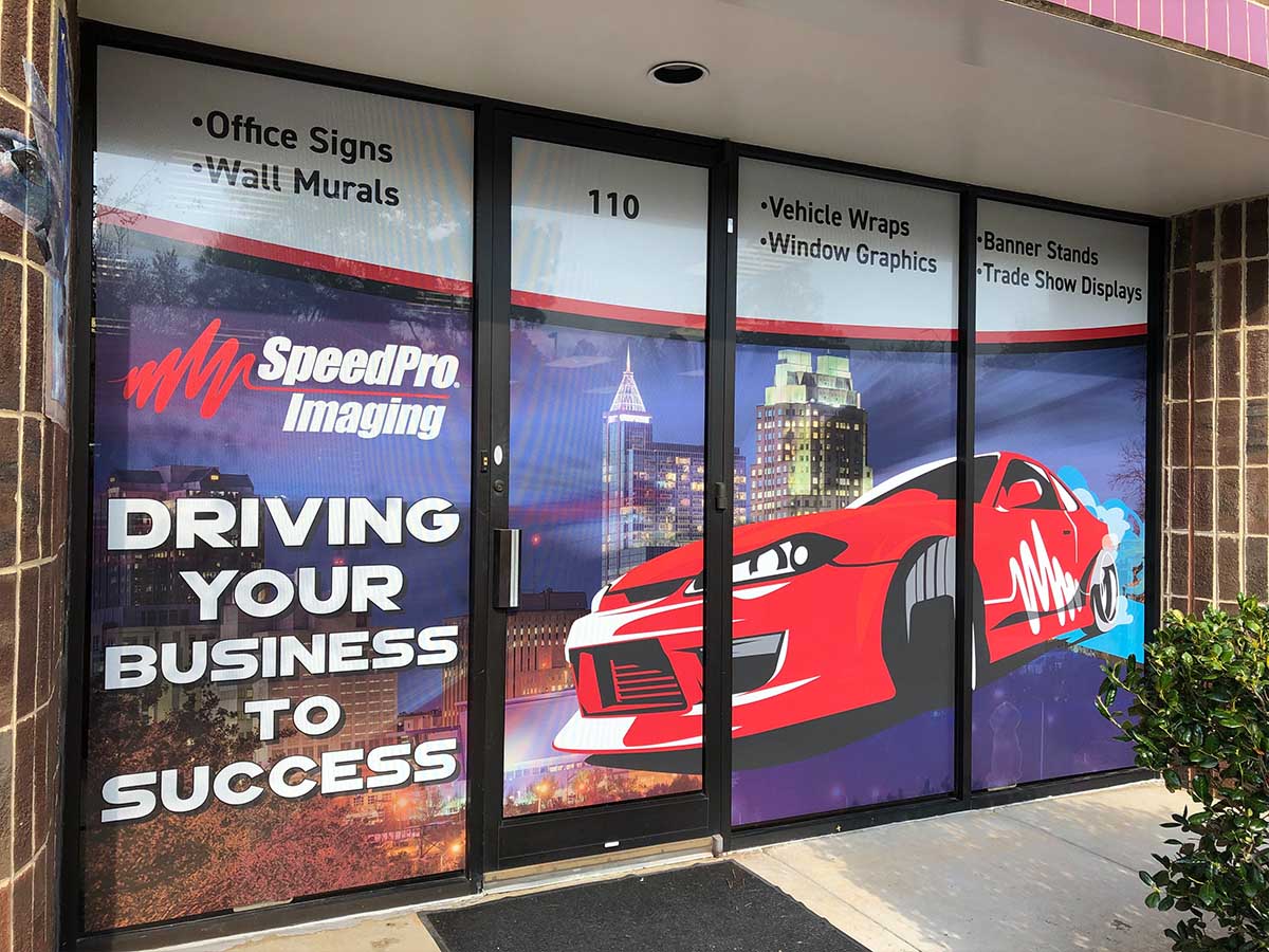 Perforated Window Graphics for SpeedPro Northwest Raleigh RDU