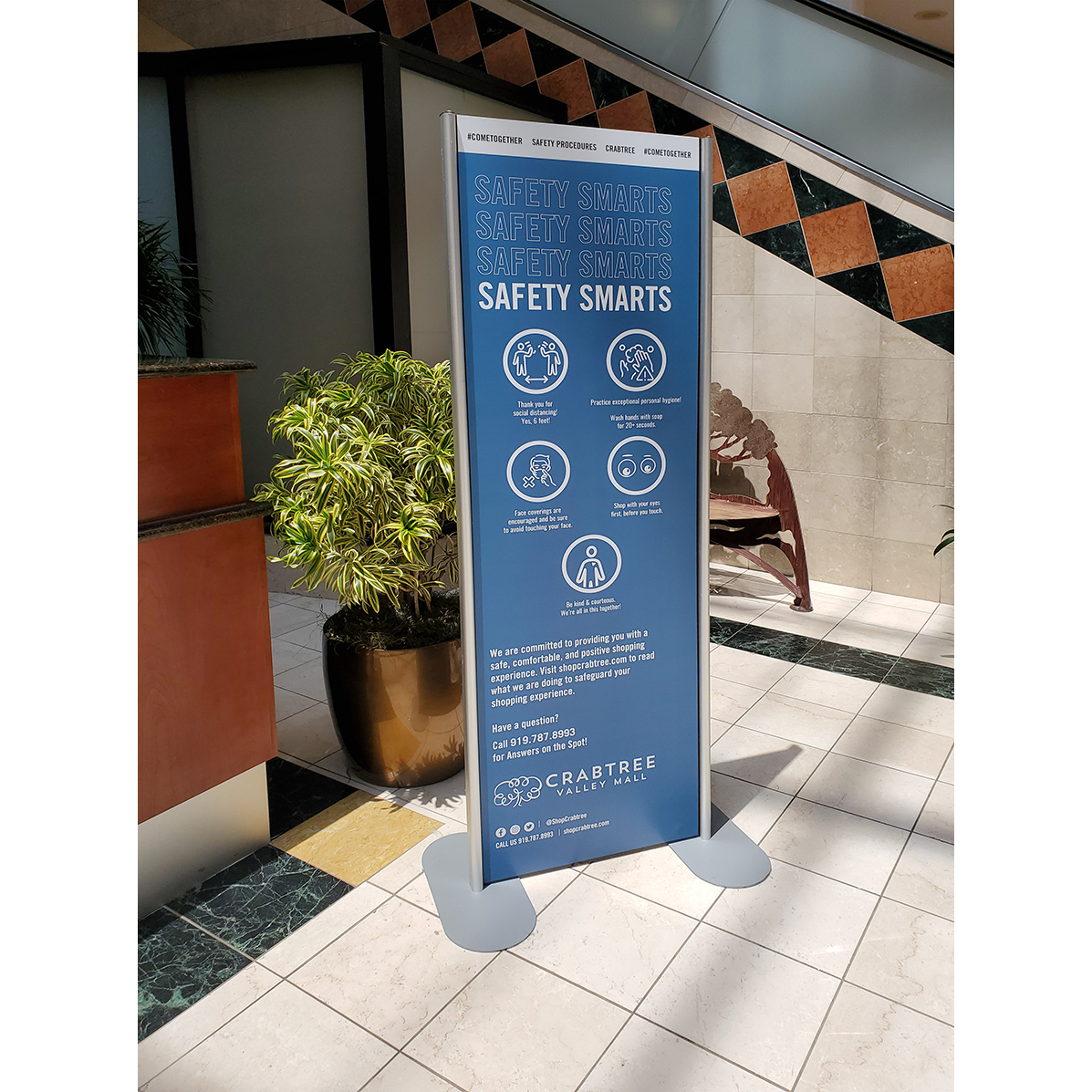 Foamcore meterboard with silver stand-magnetic receptive graphics for Crabtree Valley Mall, Raleigh