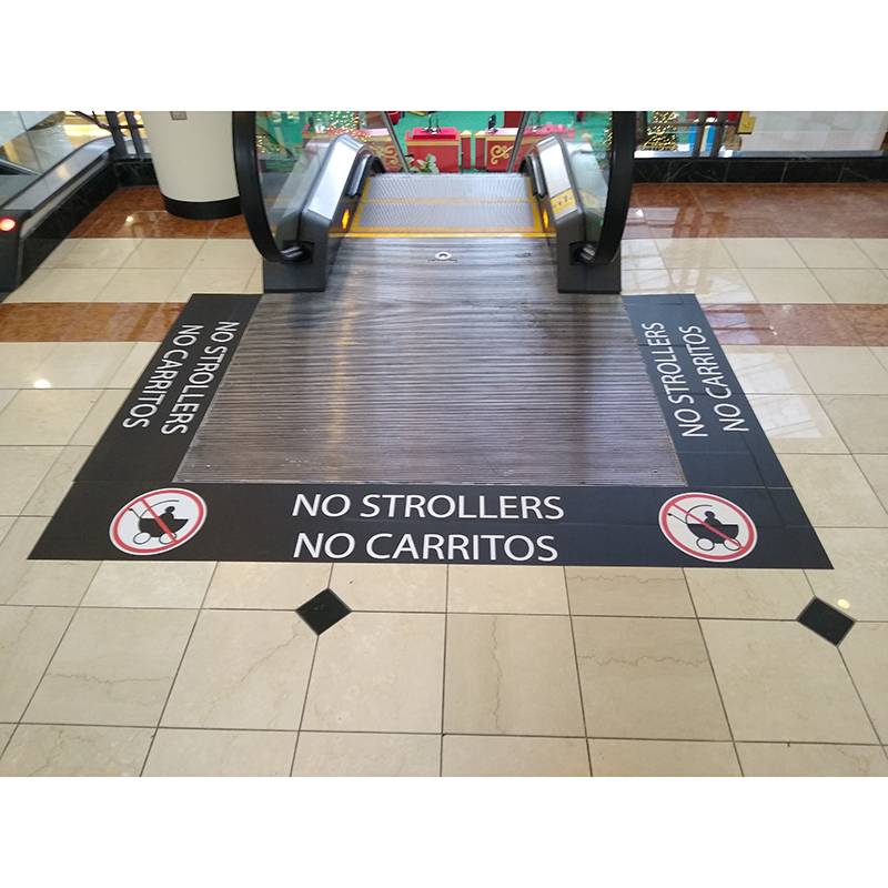 No Strollers floor escalator graphics at Crabtree Valley Mall Raleigh