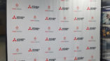 step and repeat photo backdrop display with economy black stand for event in Raleigh