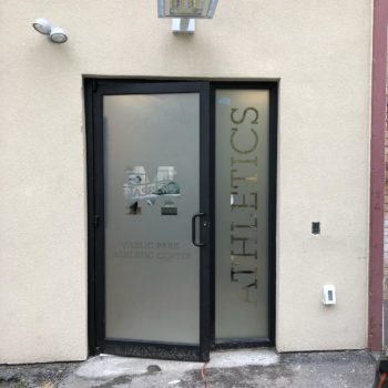 Jasper's branded door for their athletic center