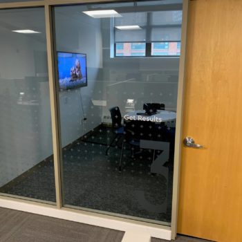 conference room with grey decal on windows 3