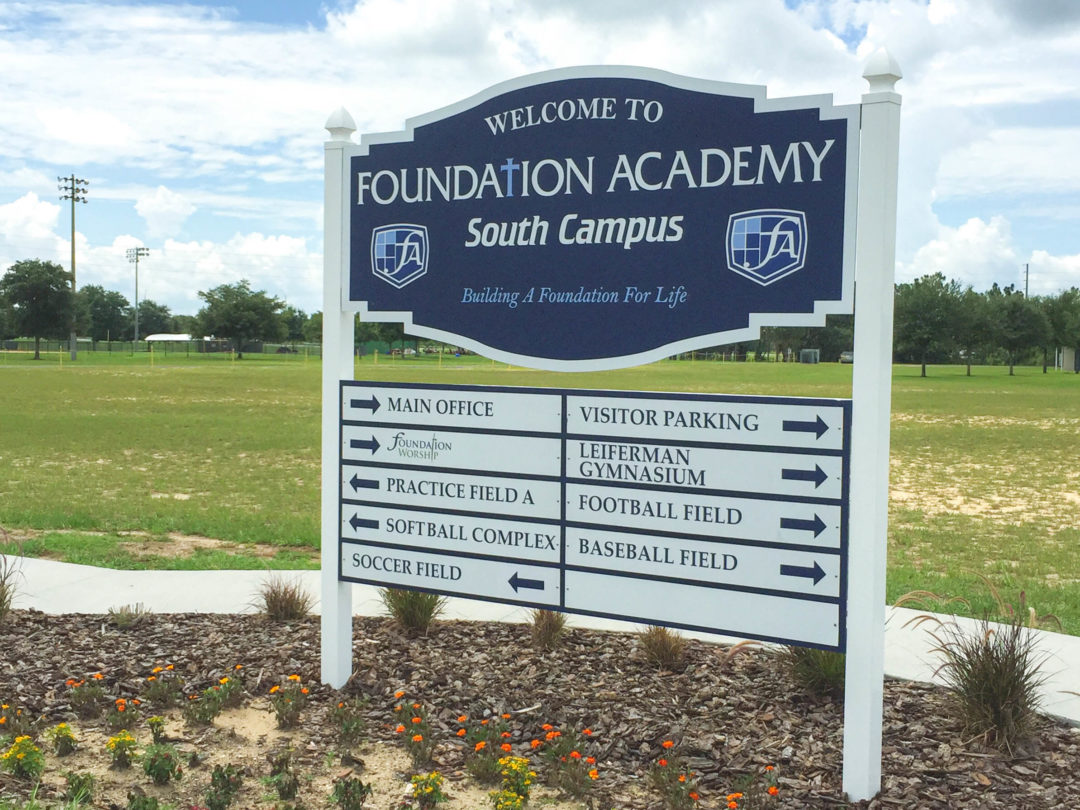 Foundation Academy directional sign