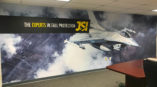 Large wall mural of fighter jet