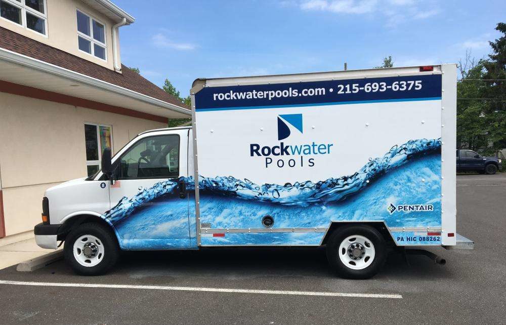 Rockwater pools truck wrap