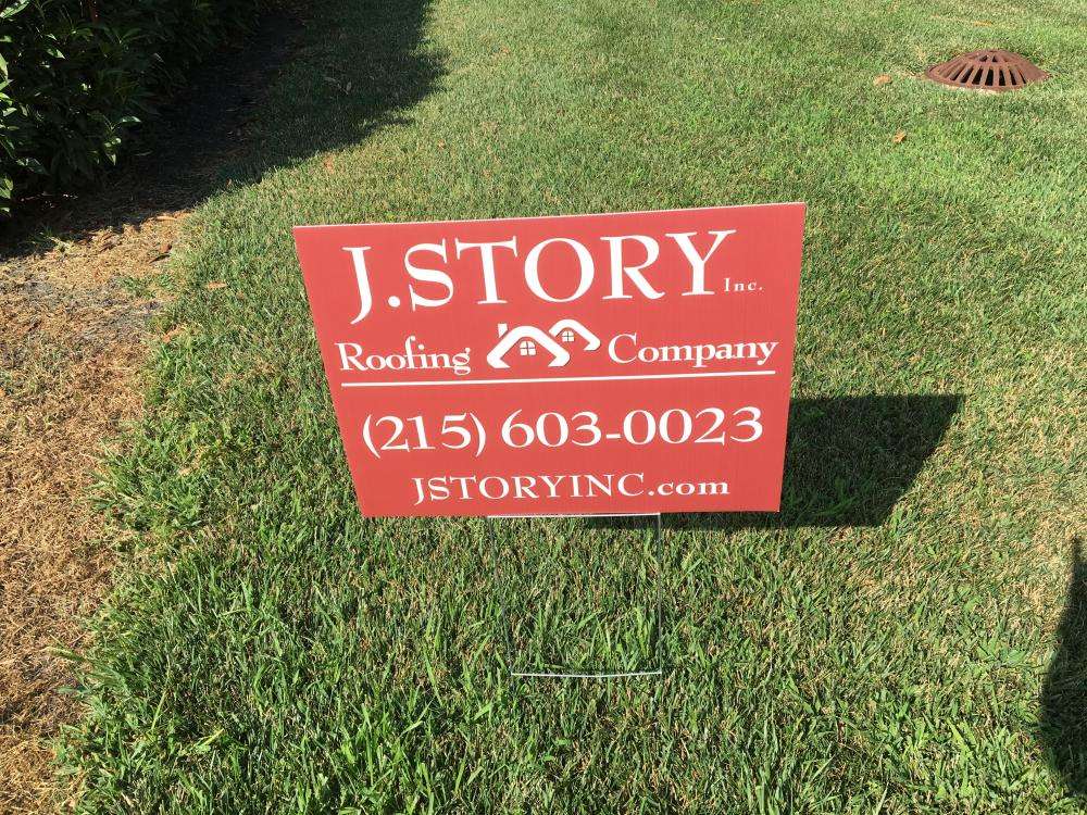 Roofing company yard sign
