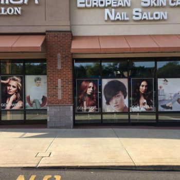 hair and nail salon window graphics