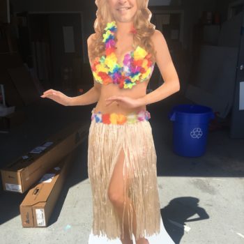 Cutout of man in hula outfit