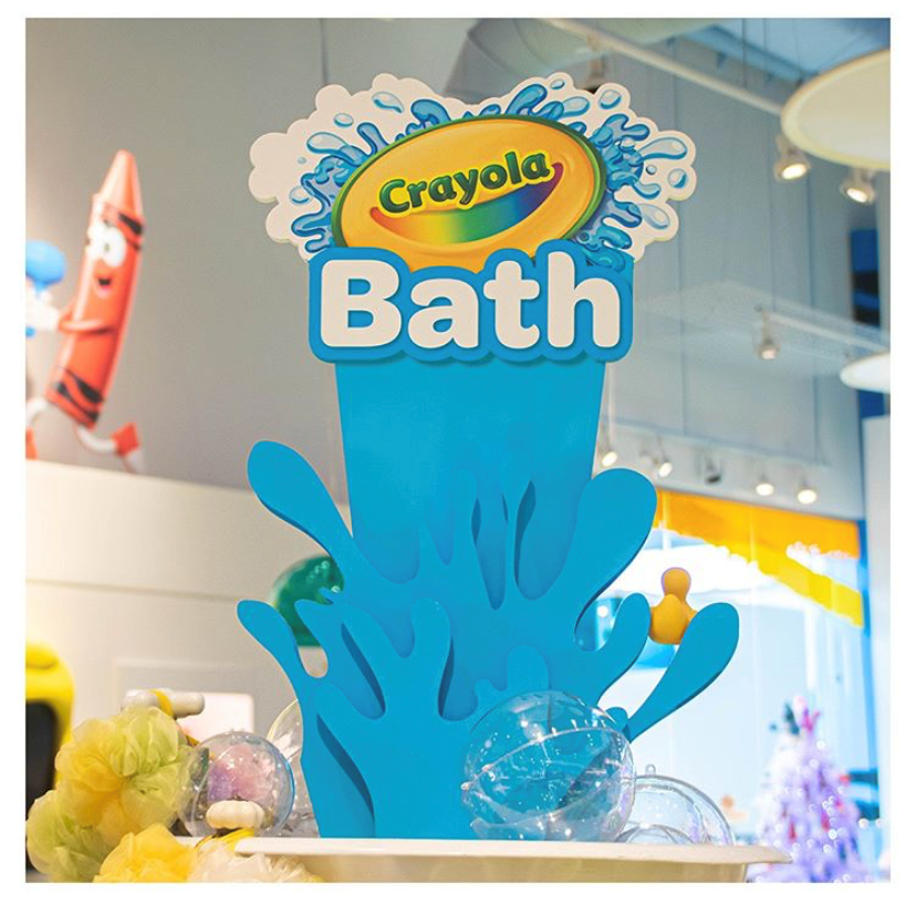 Colorful Crayola Bath POP display featuring vibrant packaging