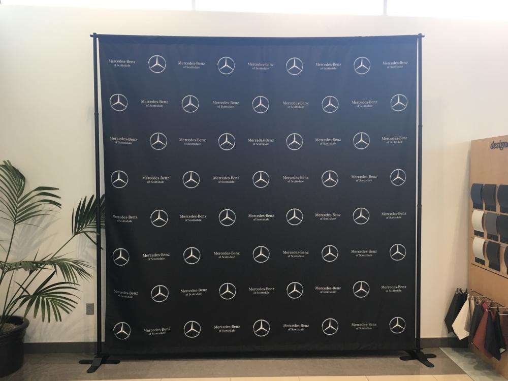Mercedes-Benz photo backdrop banner with logo