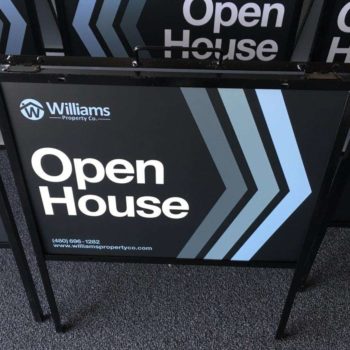 Yard sign for an open house