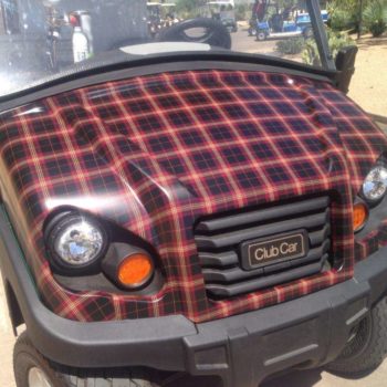 Plaid vehicle wrap for golf cart
