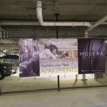 Outdoor parking garage banners