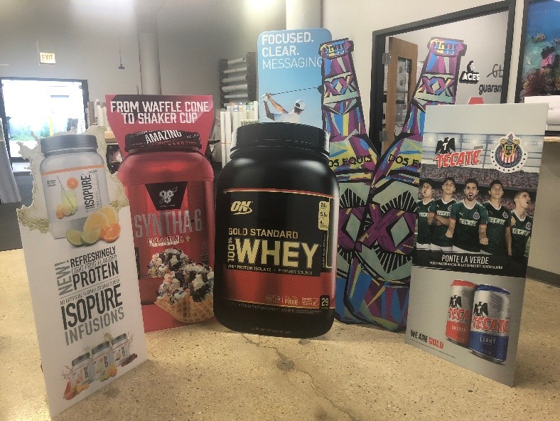 Protein powder and other drink POP displays