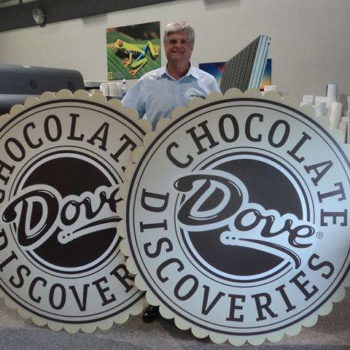 Dove chocolate circle sign 
