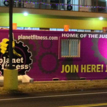 Planet fitness outdoor wall graphic