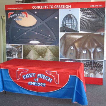 Fast Arch of America trade show display and table