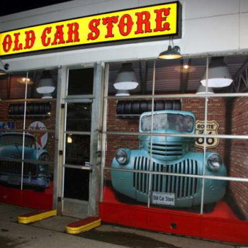 Old Car Store window graphics
