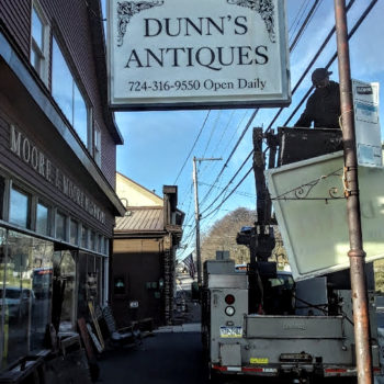 Dunn's Antiques hanging sign 