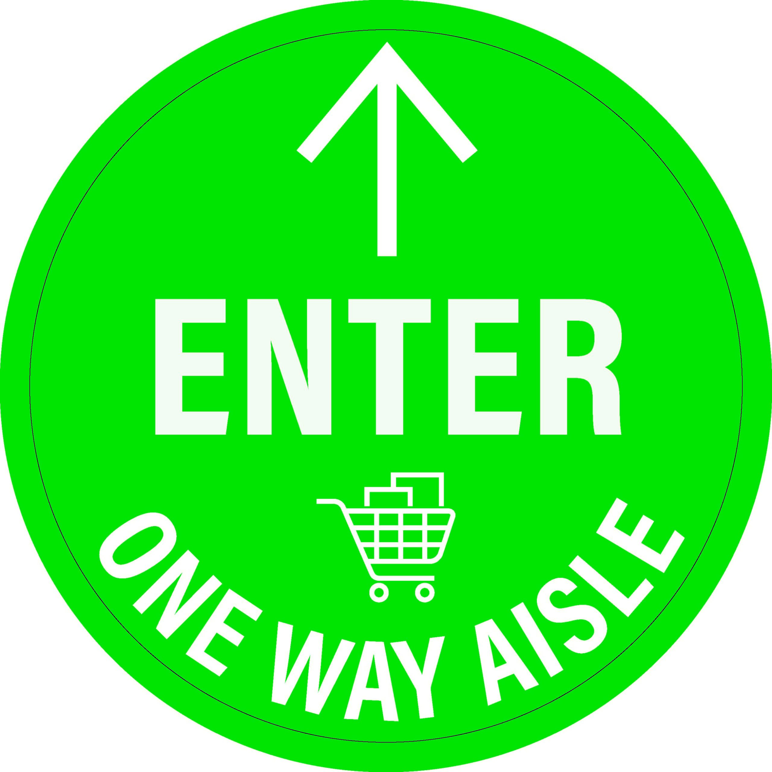 Enter - One Way Aisle Directional Floor Graphic (Circle) 24x24"