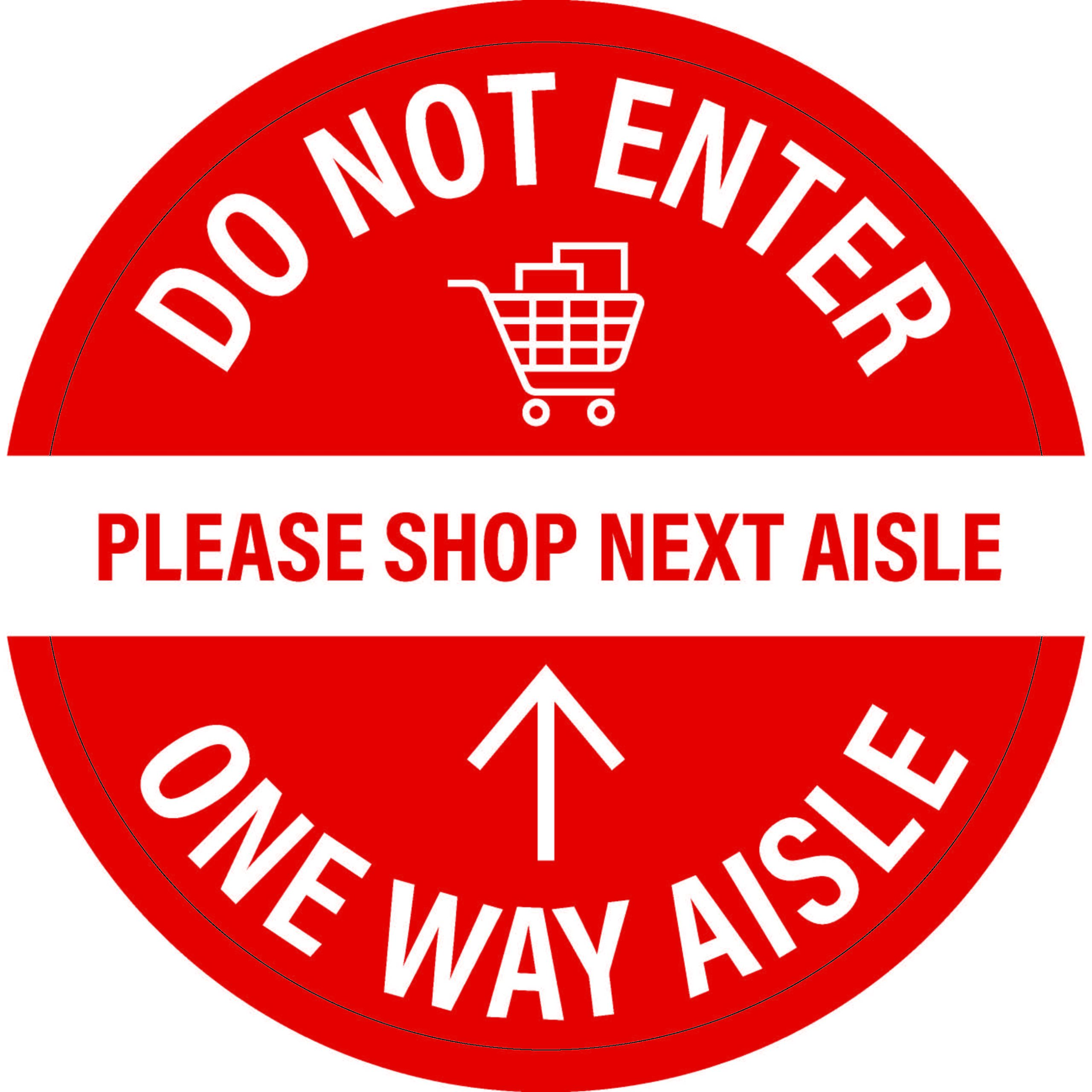 Do Not Enter - One Way Aisle Directional Floor Graphic (Circle) 24x24"