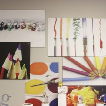 Art room wall graphics collage