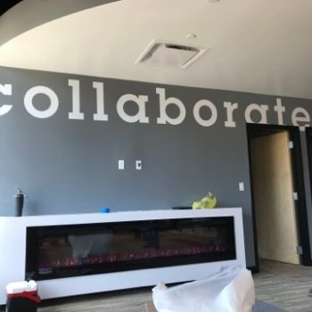 Wall lettering decals spelling Collaborate