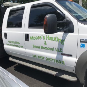 Moore's Hauling and Snow Removal vehicle decals