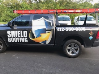 Shield Roofing side of truck wrap