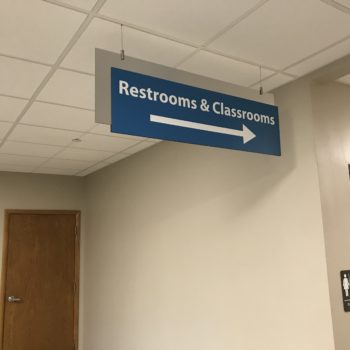 Restrooms and Classrooms indoor directional signage
