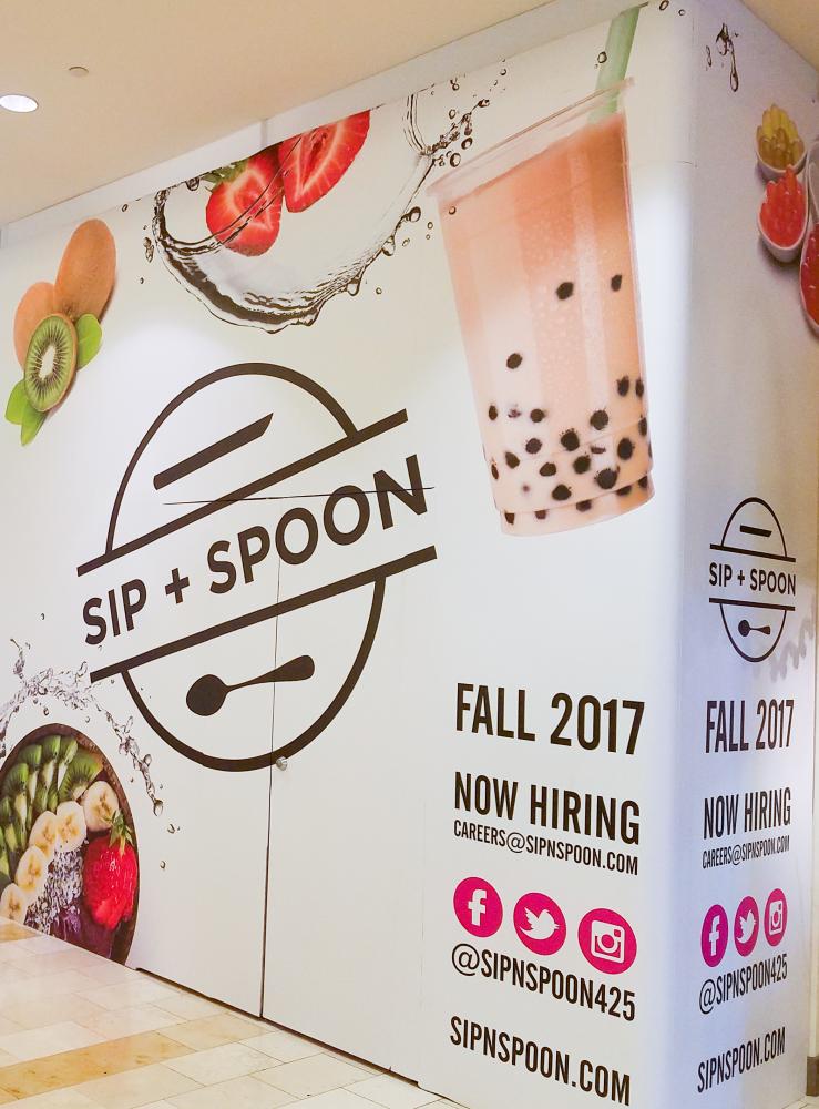 Sip + Spoon Coming Soon store wrap