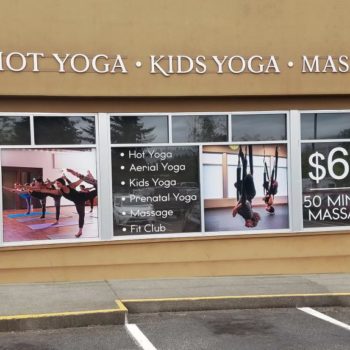 Yoga studio window graphics