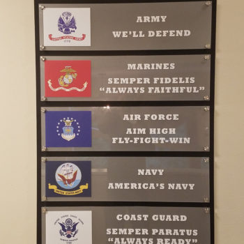 Different branches of military custom wall signs