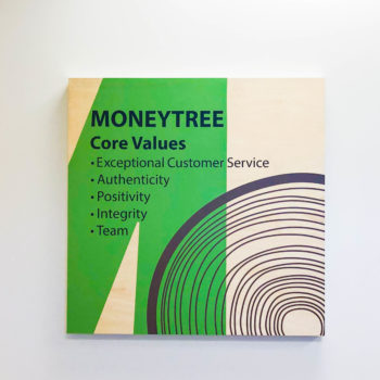 MoneyTree Core Values wall sign