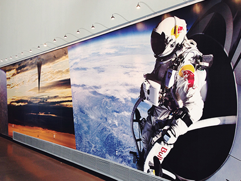 Wall mural of an astronaut in space. 