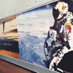 Wall mural of an astronaut in space. 