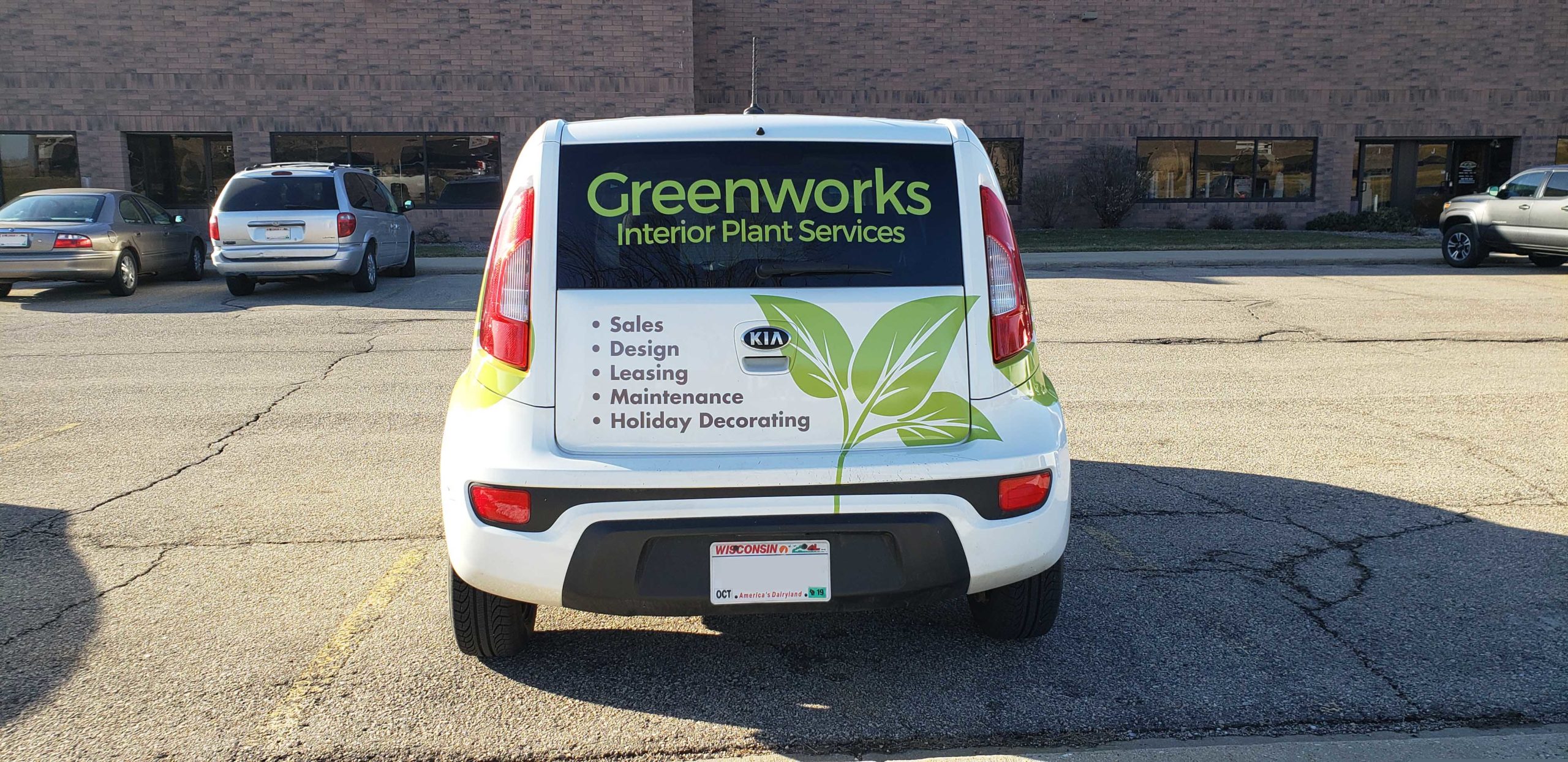 Greenworks Interior Plant Services vehicle wrap Madison WI