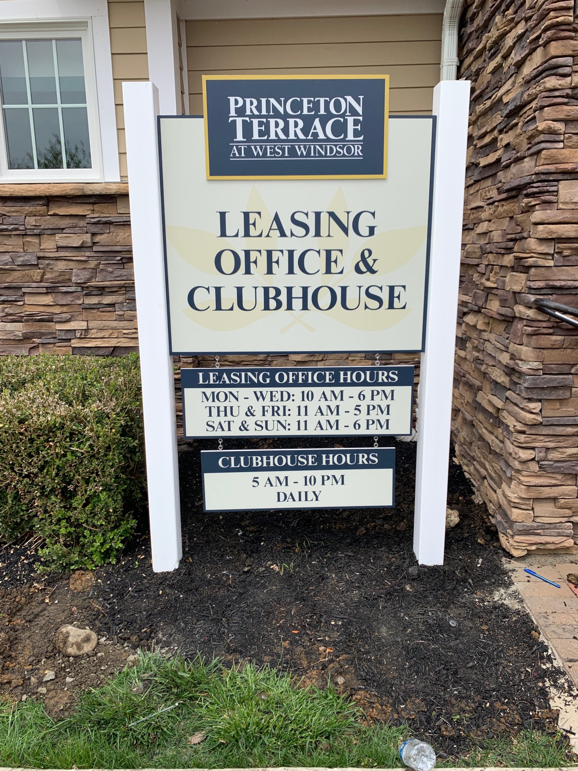 Exterior post and panel signage for Princeton Terrace