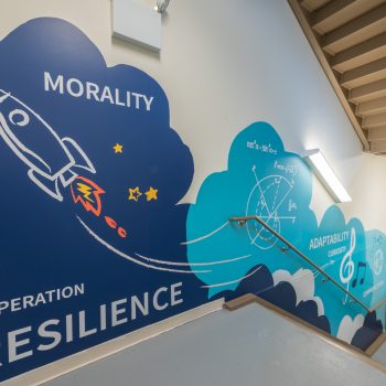 Stairway graphic in school 