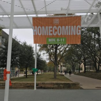 UT Dallas homecoming banner 