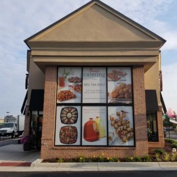 window mural for Chick-Fil-A catering
