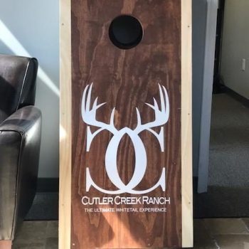 cornhole board for Cutler Creek Ranch