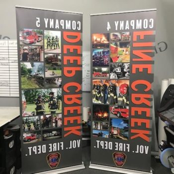 two retractable banner signs for powhatan fire quad