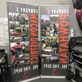 two retractable banner signs for powhatan fire quad