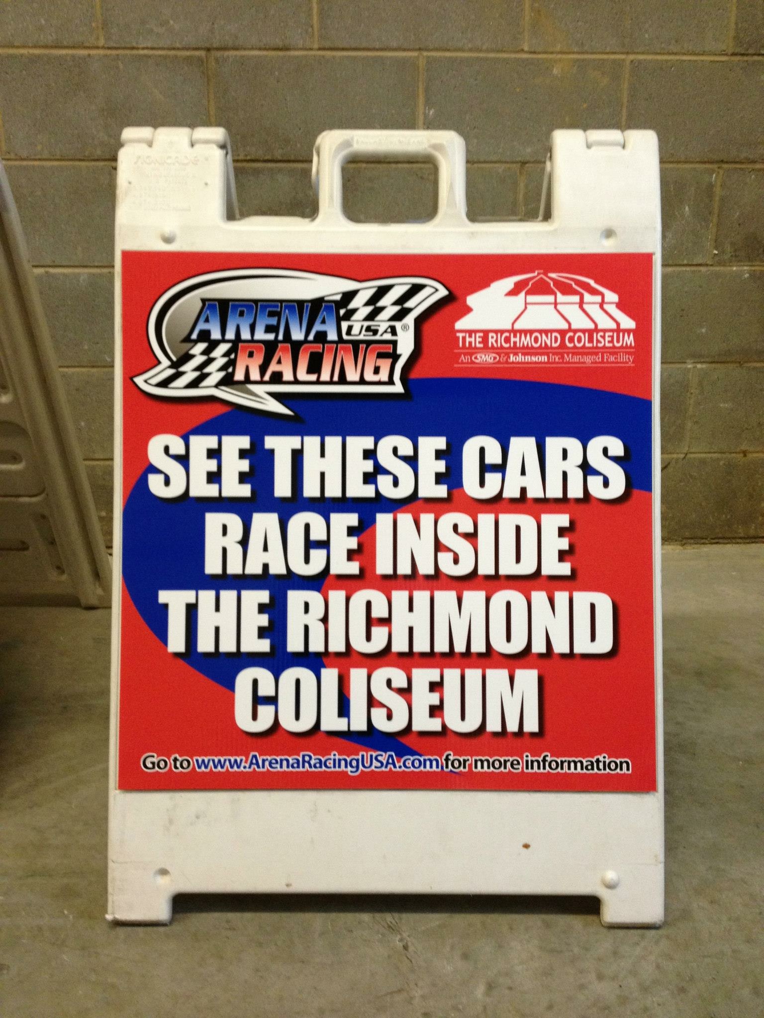 a frame sign for arena usa racing