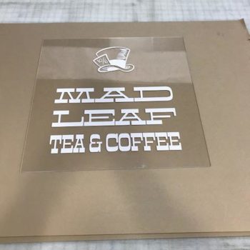 etched glass for mad leaf tea & coffee