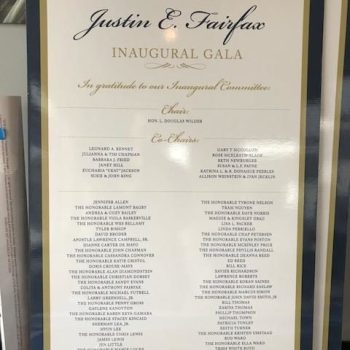 sign for Justin E Fairfax inaugural gala