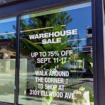 Warehouse Sale window decal