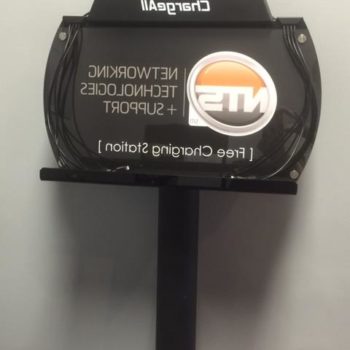 Phone charging station with Networking Technologies and Support logo
